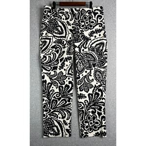 Chico’s Black White Paisley Ankle Pants Size 2.5 Cotton Stretch NWT